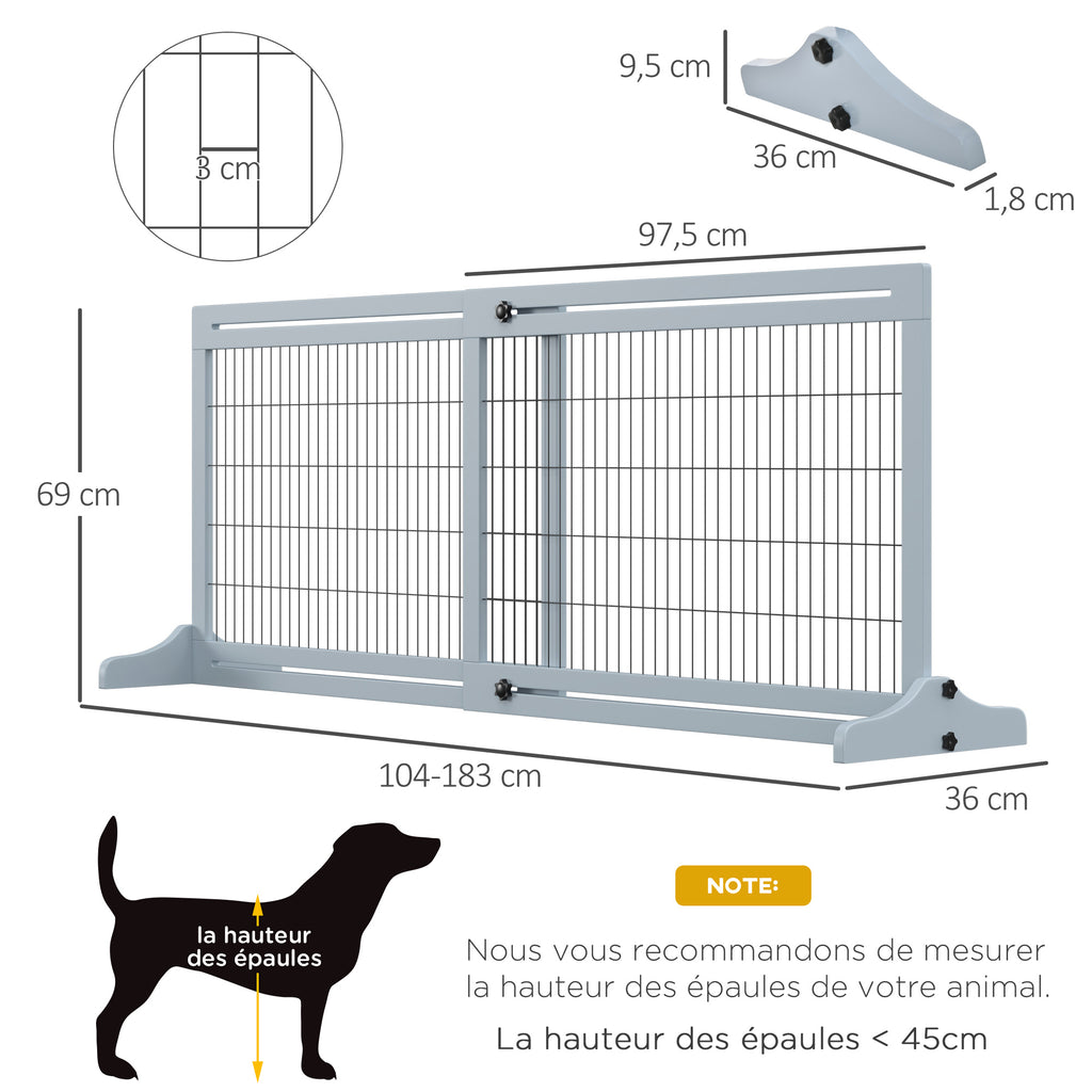 Hundgrind i trä - Fristående och justerbar, 104-183 cm-1