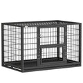 Cage pour Chien Robuste Niche Chien Intérieur Toit Ouvrant et Porte de Nourrissage Acier 94 x 60 x 64 cm Noir-0