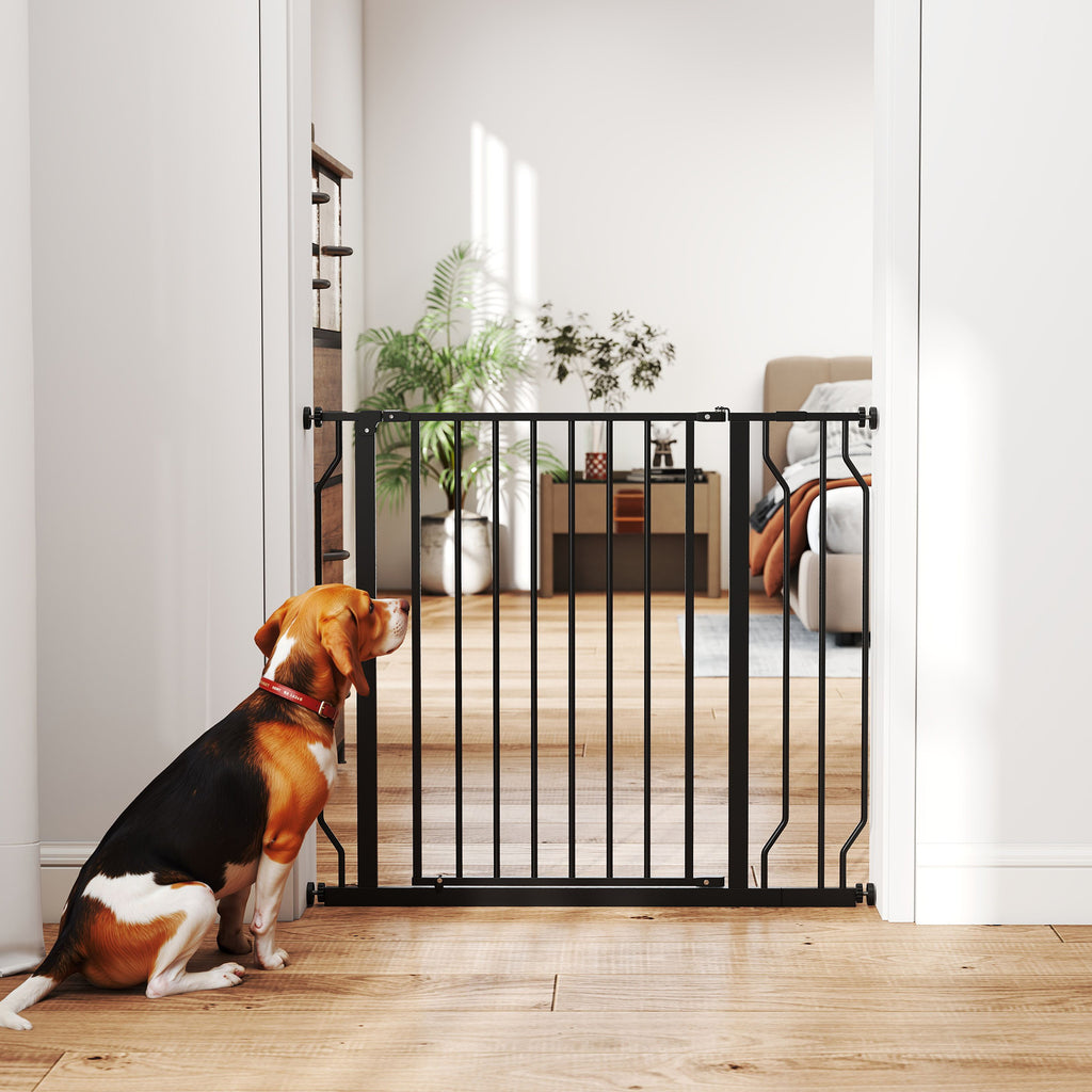 Barrière de sécurité barrière pour animal domestique longueur réglable sans perçage en acier et ABS 75-95 x 76 cm noir-8