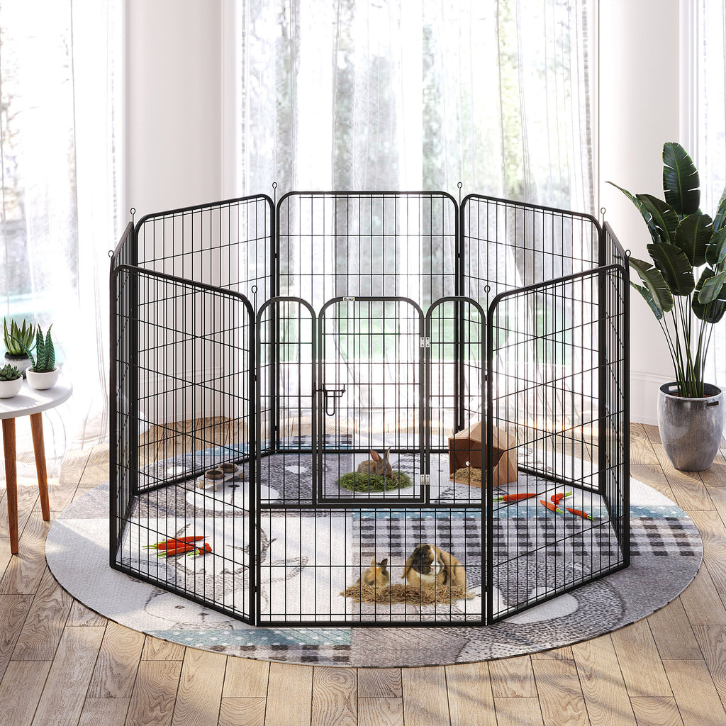 Modelär hundhage i stål med låsbar dörr - 8 paneler-2