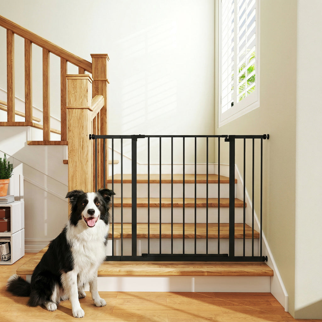 Säkerhetsgrind för hund - Svart, 76-107 cm-1