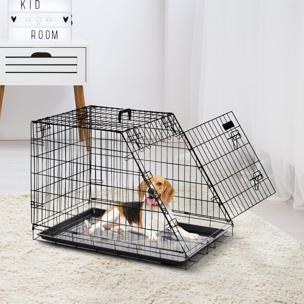Cage de transport pour chien taille L dim. 78L x 47l x 55H cm métal noir-1