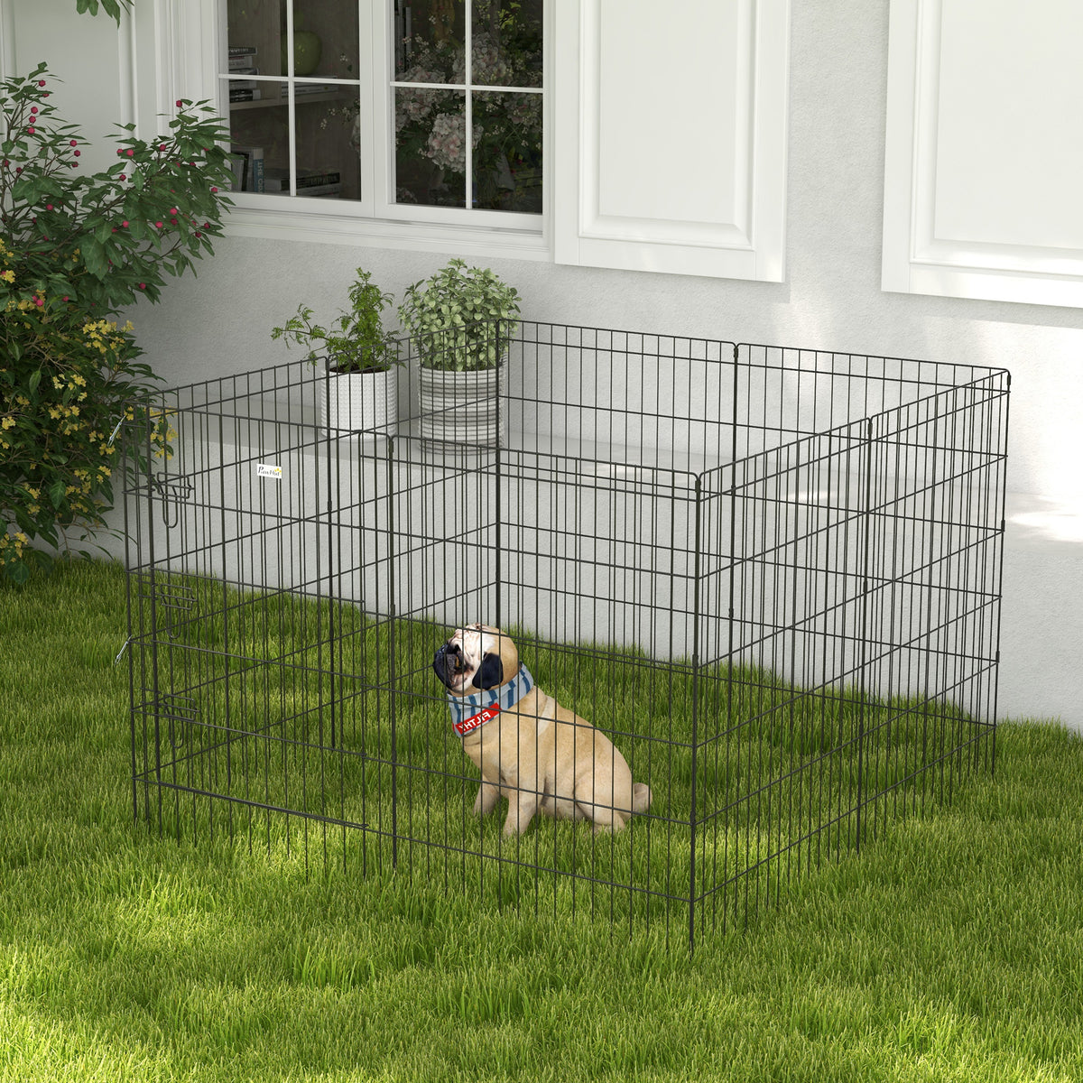 Parc enclos modulable pour chiens lapins rongeurs clôture pour petits animaux intérieur et extérieur  61 x 91 cm noir-1
