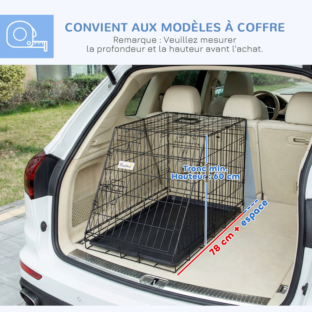 Cage de transport pour chien taille L dim. 78L x 47l x 55H cm métal noir-3
