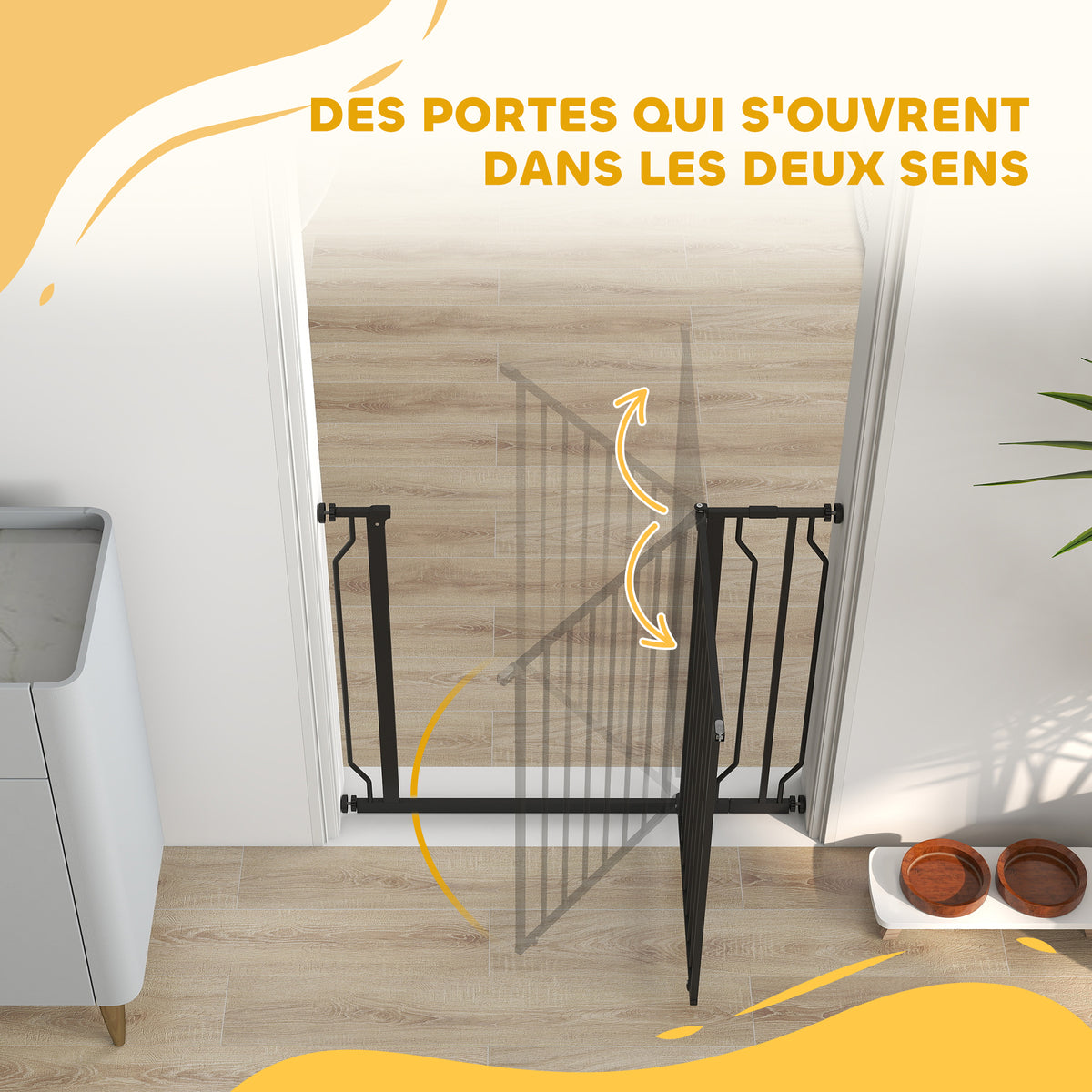 Barrière de sécurité barrière pour animal domestique longueur réglable sans perçage en acier et ABS 75-95 x 76 cm noir-7