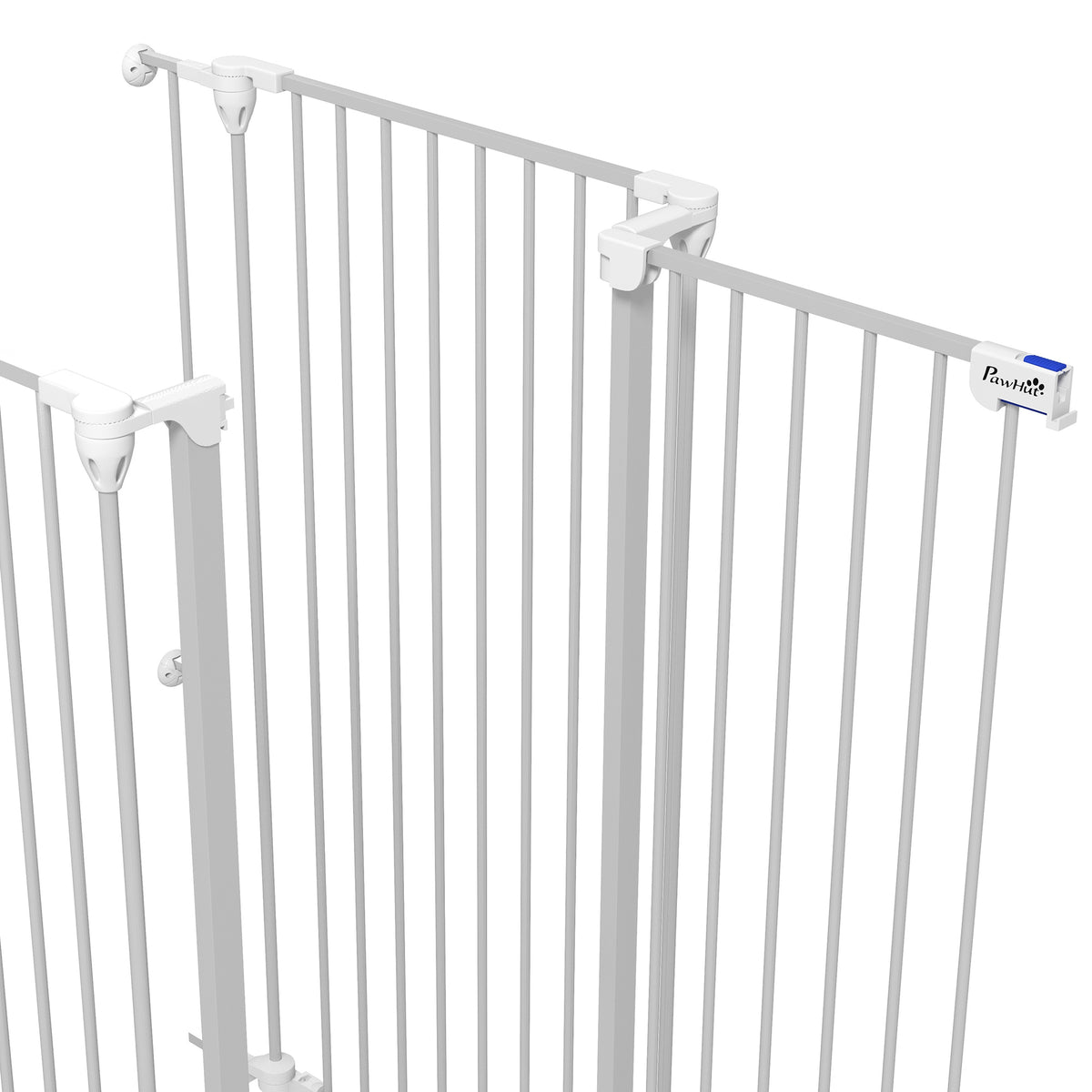 Barrière pour chien en acier à 3 panneaux pliante double verrouillage et porte intégrée pour porte et escalier blanc-8