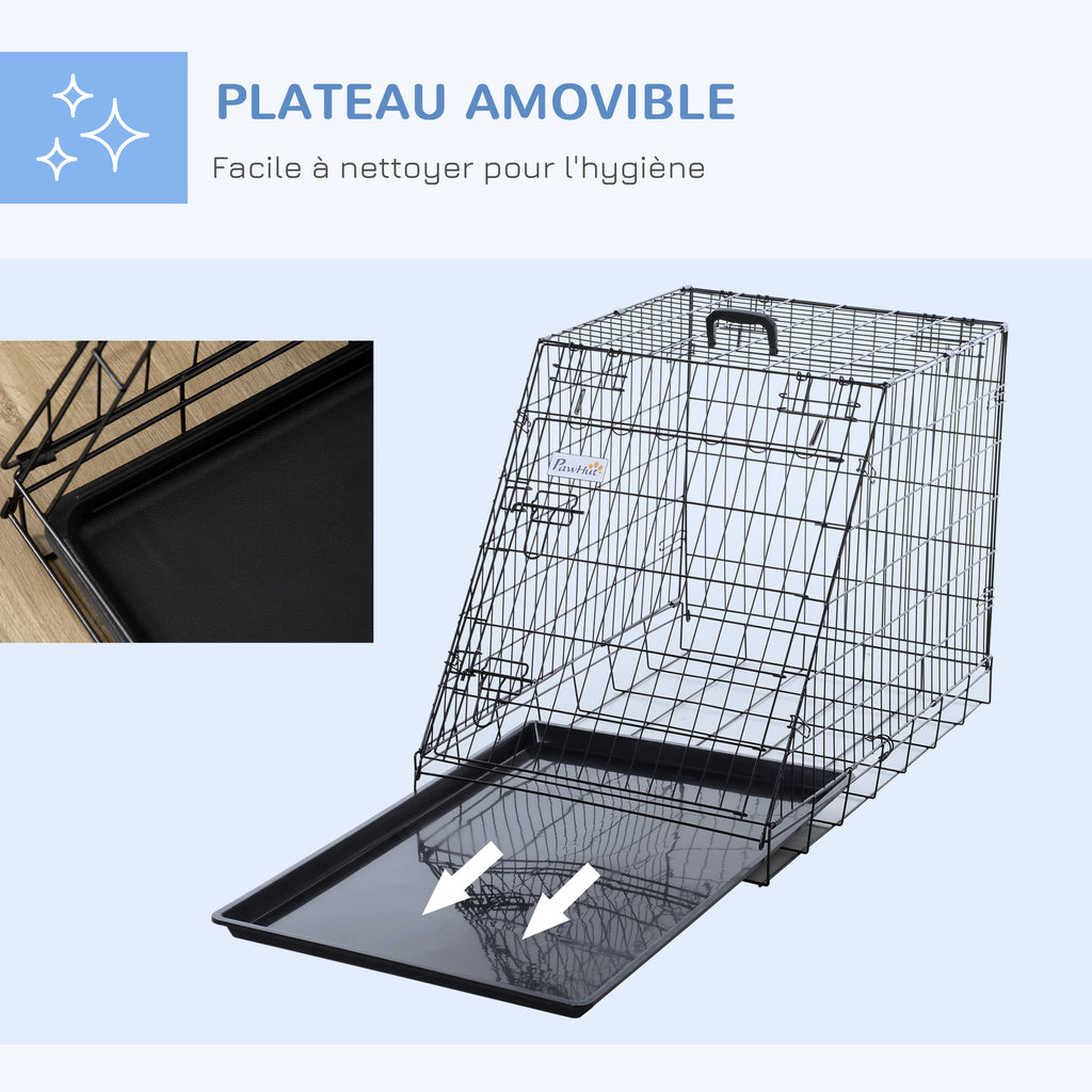 Cage de transport pour chien taille L dim. 78L x 47l x 55H cm métal noir-6