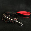 Black soft leather studded leash-0
