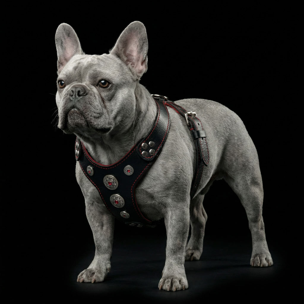 The ''Bijou'' harness Black & Red Small to Medium Size-1