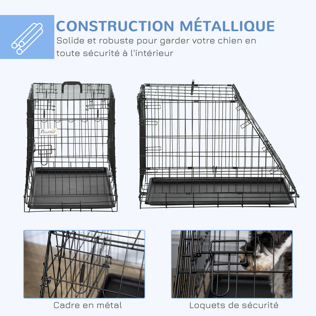 Cage de transport pour chien taille L dim. 78L x 47l x 55H cm métal noir-5
