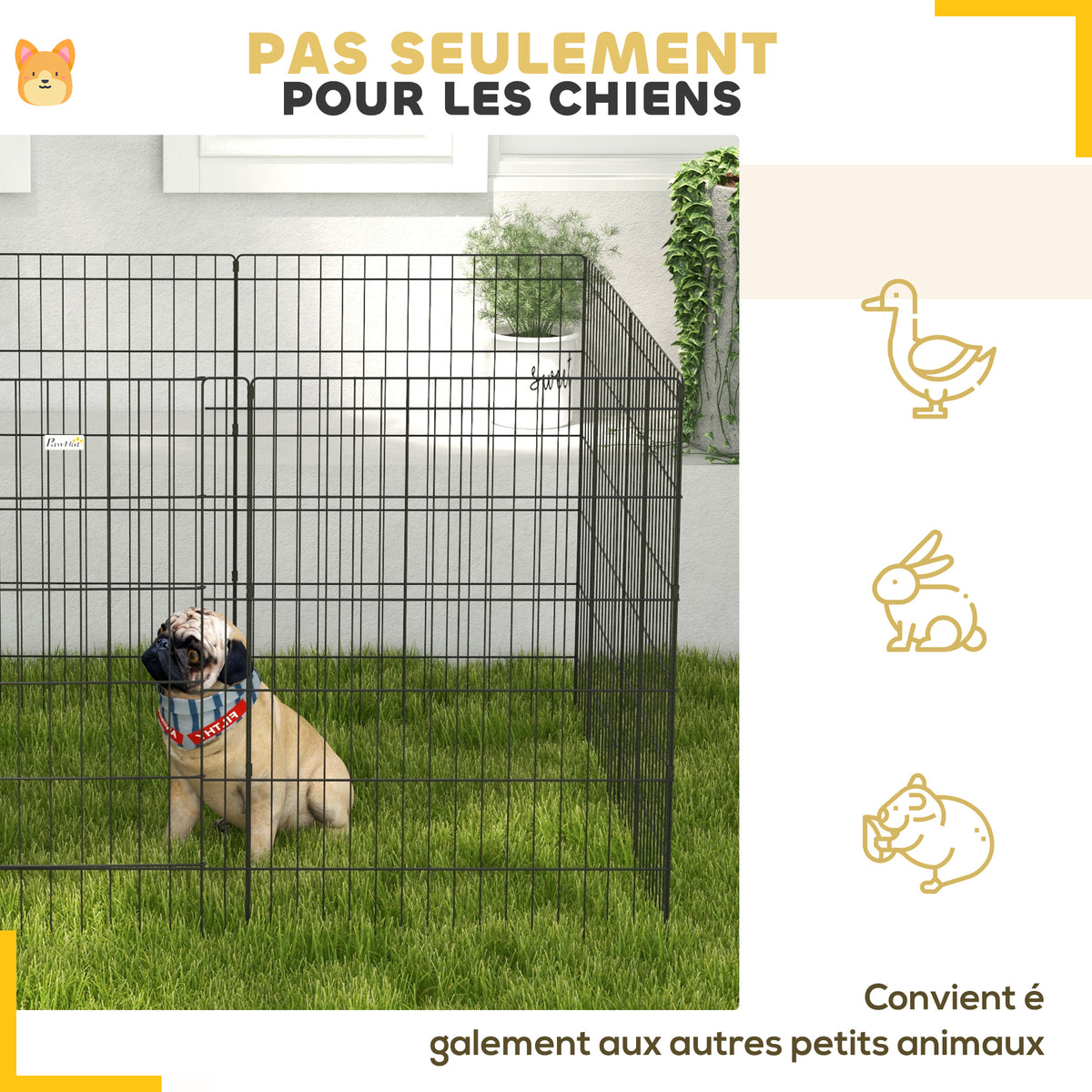 Parc enclos modulable pour chiens lapins rongeurs clôture pour petits animaux intérieur et extérieur  61 x 91 cm noir-4