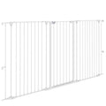 Barrière pour chien en acier à 3 panneaux pliante double verrouillage et porte intégrée pour porte et escalier blanc-0