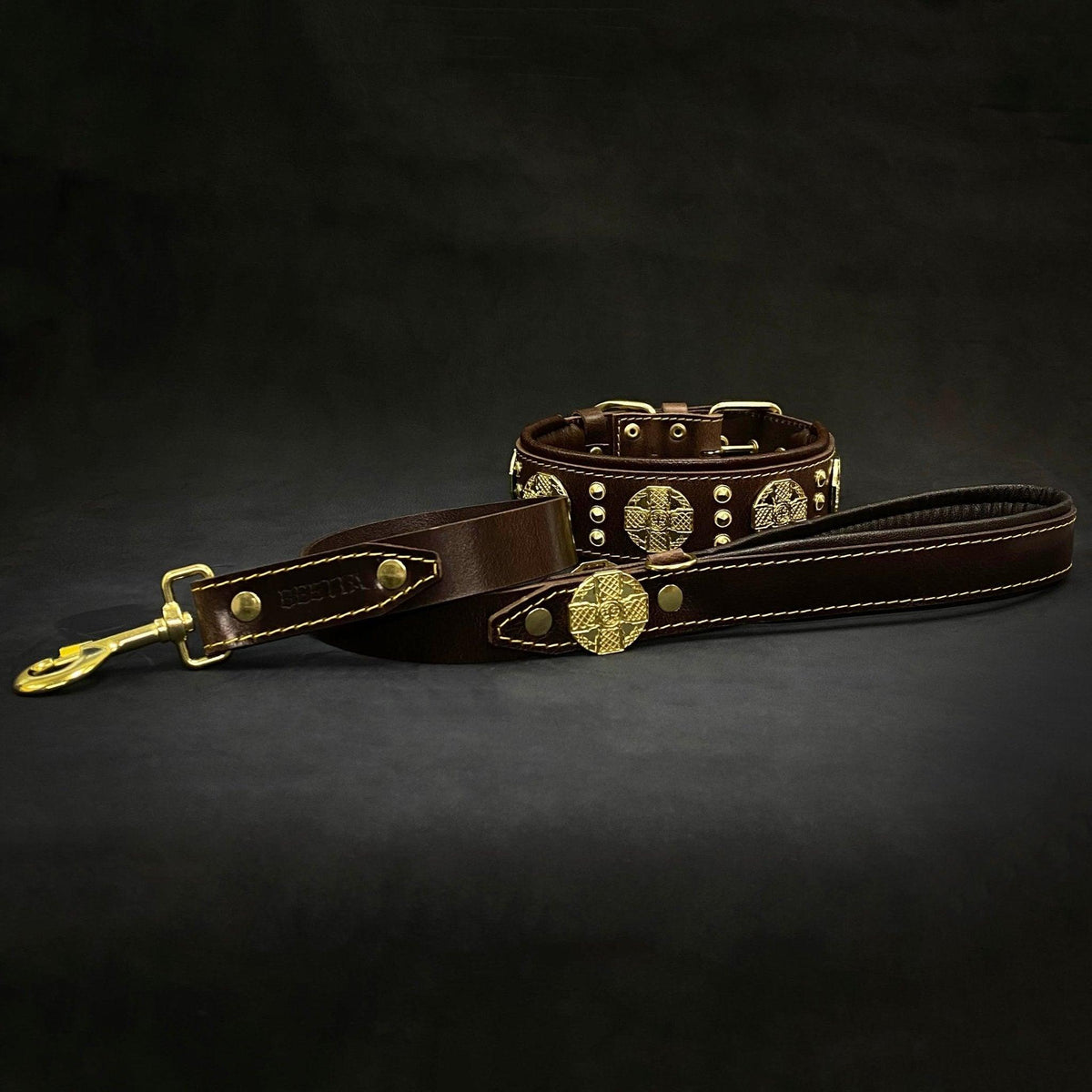 Maximus Hundhalsband - Brun och guld-1