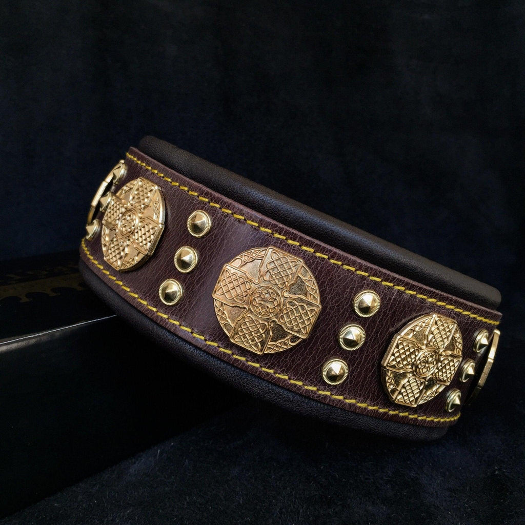 Maximus Hundhalsband - Brun och guld-0
