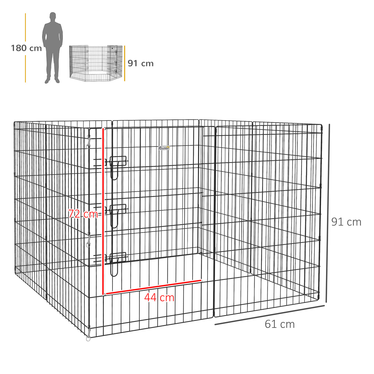 Parc enclos modulable pour chiens lapins rongeurs clôture pour petits animaux intérieur et extérieur  61 x 91 cm noir-2